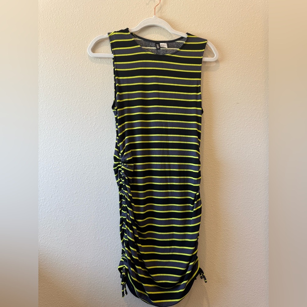 H&M Striped Sleeveless Dress with Side Ruching